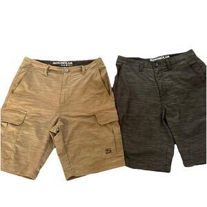 2 Pair Honolua Hawaii Shorts Ben Black Chino Polyester Cotton Blend Sz 31 Pocket